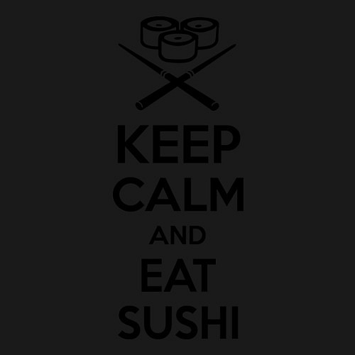 Мужской свитшот Keep Calm & Eat Sushi / Черный – фото 3