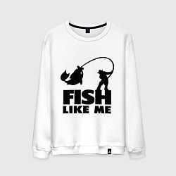 Свитшот хлопковый мужской Fish like me, цвет: белый