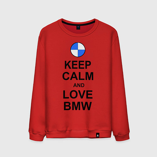 Мужской свитшот Keep Calm & Love Bmw / Красный – фото 1