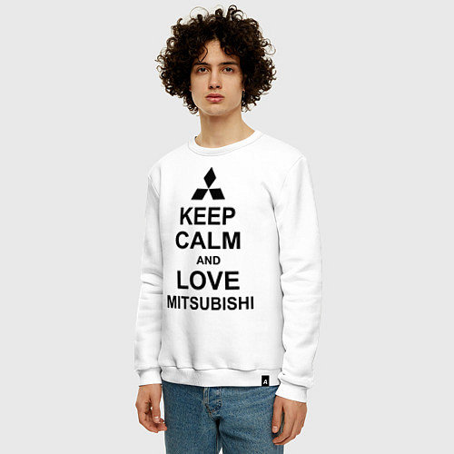 Мужской свитшот Keep Calm & Love Mitsubishi / Белый – фото 3