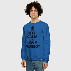 Свитшот хлопковый мужской Keep Calm & Love Peugeot, цвет: синий — фото 2