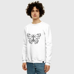 Свитшот хлопковый мужской Полигональная бабочка, цвет: белый — фото 2