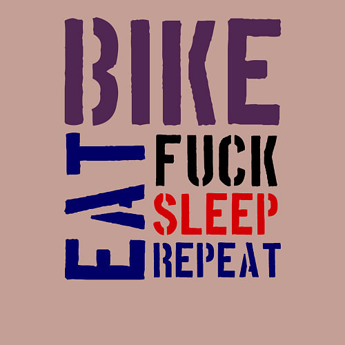 Мужской свитшот Bike eat sleep repeat / Пыльно-розовый – фото 3