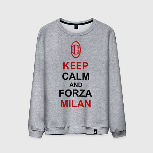 Мужской свитшот Keep Calm & Forza Milan / Меланж – фото 1