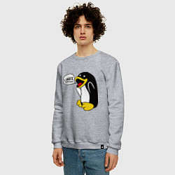 Свитшот хлопковый мужской Пингвин: Linux, цвет: меланж — фото 2