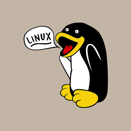 Мужской свитшот Пингвин: Linux / Миндальный – фото 3