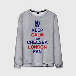 Свитшот хлопковый мужской Keep Calm & Chelsea London fan цвета меланж — фото 1