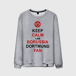 Свитшот хлопковый мужской Keep Calm & Borussia Dortmund fan цвета меланж — фото 1