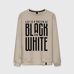 Свитшот хлопковый мужской Juventus: Black & White, цвет: миндальный