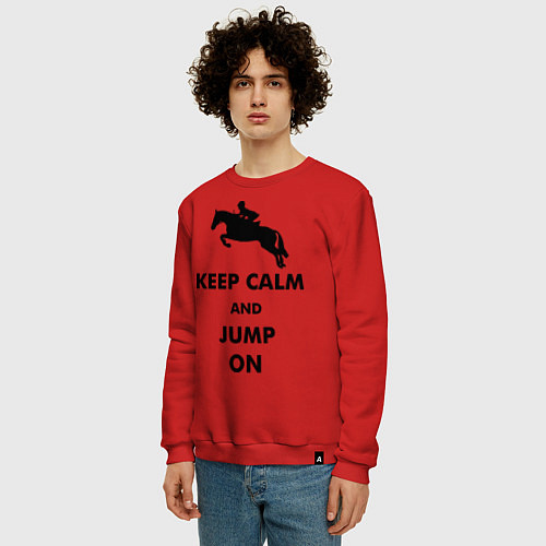 Мужской свитшот Keep Calm & Jump On / Красный – фото 3