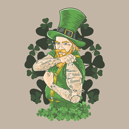 Мужской свитшот St. Patrick's Day: Tatoo / Миндальный – фото 3