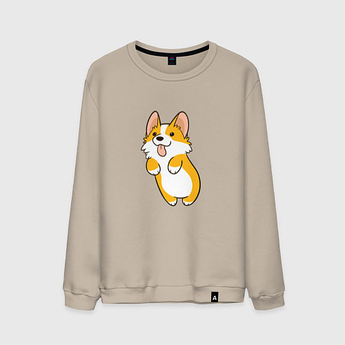 Мужской свитшот Корги лапочка / Миндальный – фото 1