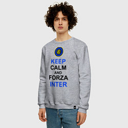 Свитшот хлопковый мужской Keep Calm & Forza Inter, цвет: меланж — фото 2