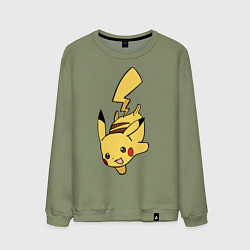 Свитшот хлопковый мужской Радостный Пикачуха, цвет: авокадо