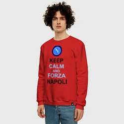 Свитшот хлопковый мужской Keep Calm & Forza Napoli, цвет: красный — фото 2