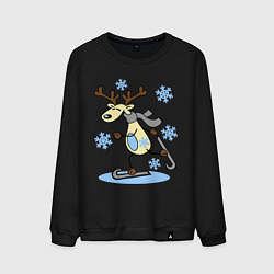 Мужской свитшот Олень на лыжах