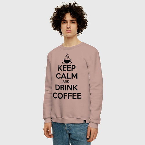 Мужской свитшот Keep Calm & Drink Coffee / Пыльно-розовый – фото 3