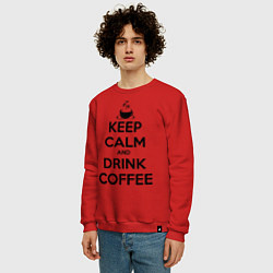 Свитшот хлопковый мужской Keep Calm & Drink Coffee, цвет: красный — фото 2