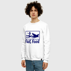 Свитшот хлопковый мужской Shark fast food, цвет: белый — фото 2
