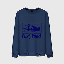 Свитшот хлопковый мужской Shark fast food, цвет: тёмно-синий