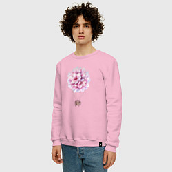 Свитшот хлопковый мужской Воздушные Цветы, цвет: светло-розовый — фото 2