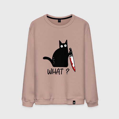 Мужской свитшот What cat / Пыльно-розовый – фото 1