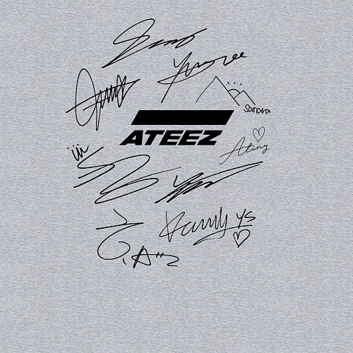 Мужской свитшот Ateez автографы / Меланж – фото 3