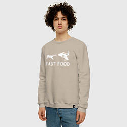 Свитшот хлопковый мужской Fast food белый, цвет: миндальный — фото 2