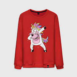 Свитшот хлопковый мужской Dabbing Unicorn, цвет: красный