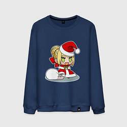 Свитшот хлопковый мужской Padoru Padoru мем, цвет: тёмно-синий