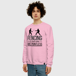 Свитшот хлопковый мужской Fencing, цвет: светло-розовый — фото 2
