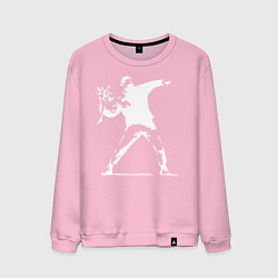 Свитшот хлопковый мужской Banksy, цвет: светло-розовый