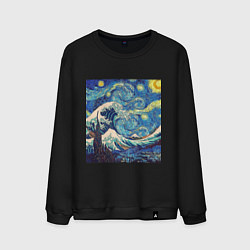 Свитшот хлопковый мужской Звездная ночь, цвет: черный