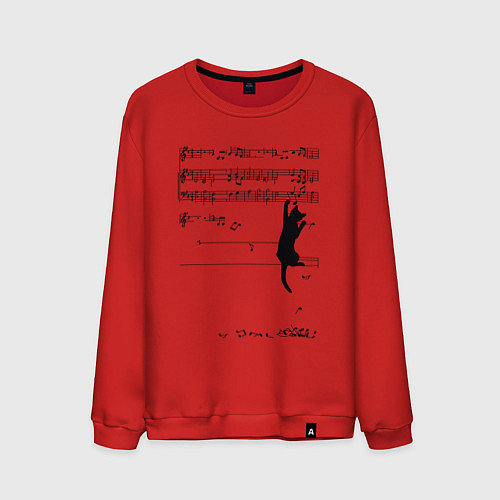 Мужской свитшот Music cat / Красный – фото 1