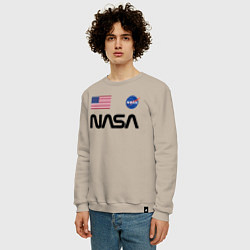 Свитшот хлопковый мужской NASA НАСА, цвет: миндальный — фото 2