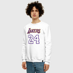 Свитшот хлопковый мужской Lakers 24, цвет: белый — фото 2