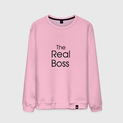 Свитшот хлопковый мужской Настоящий босс, цвет: светло-розовый