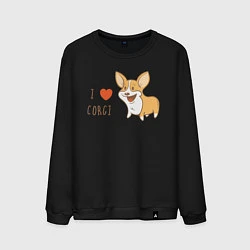 Свитшот хлопковый мужской I LOVE CORGI, цвет: черный