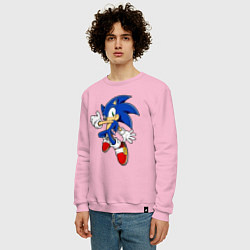 Свитшот хлопковый мужской Sonic, цвет: светло-розовый — фото 2