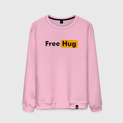 Свитшот хлопковый мужской FREE HUG, цвет: светло-розовый