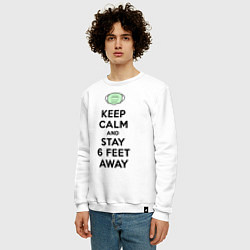 Свитшот хлопковый мужской Keep Calm and Stay 6 Feet Away, цвет: белый — фото 2