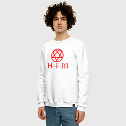 Свитшот хлопковый мужской HIM LOGO RED, цвет: белый — фото 2