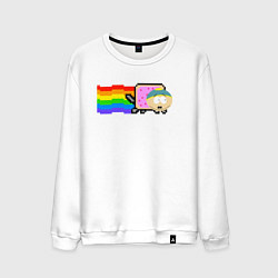 Свитшот хлопковый мужской Картман Nyan Cat, цвет: белый