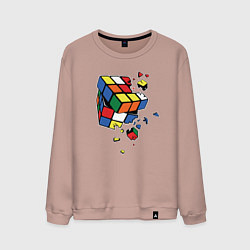 Свитшот хлопковый мужской Кубик Рубика, цвет: пыльно-розовый