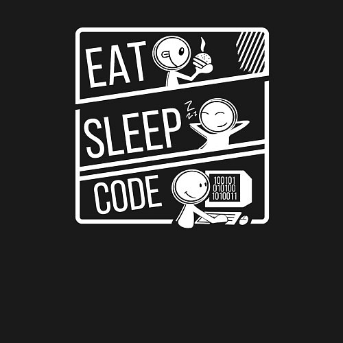 Мужской свитшот Eat, sleep, code / Черный – фото 3