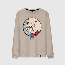 Свитшот хлопковый мужской Porky Pig, цвет: миндальный