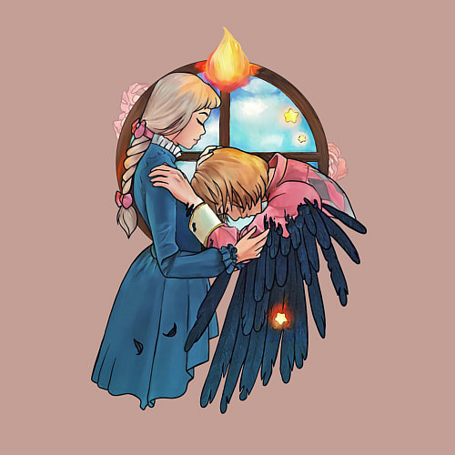 Мужской свитшот Хаул и Софи / Пыльно-розовый – фото 3