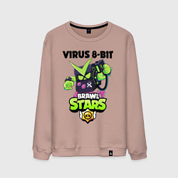 Свитшот хлопковый мужской BRAWL STARS VIRUS 8-BIT, цвет: пыльно-розовый