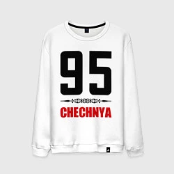 Свитшот хлопковый мужской 95 Chechnya, цвет: белый