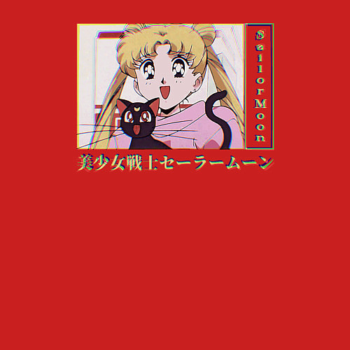 Мужской свитшот Sailor Moon Usagi Tsukino Luna / Красный – фото 3